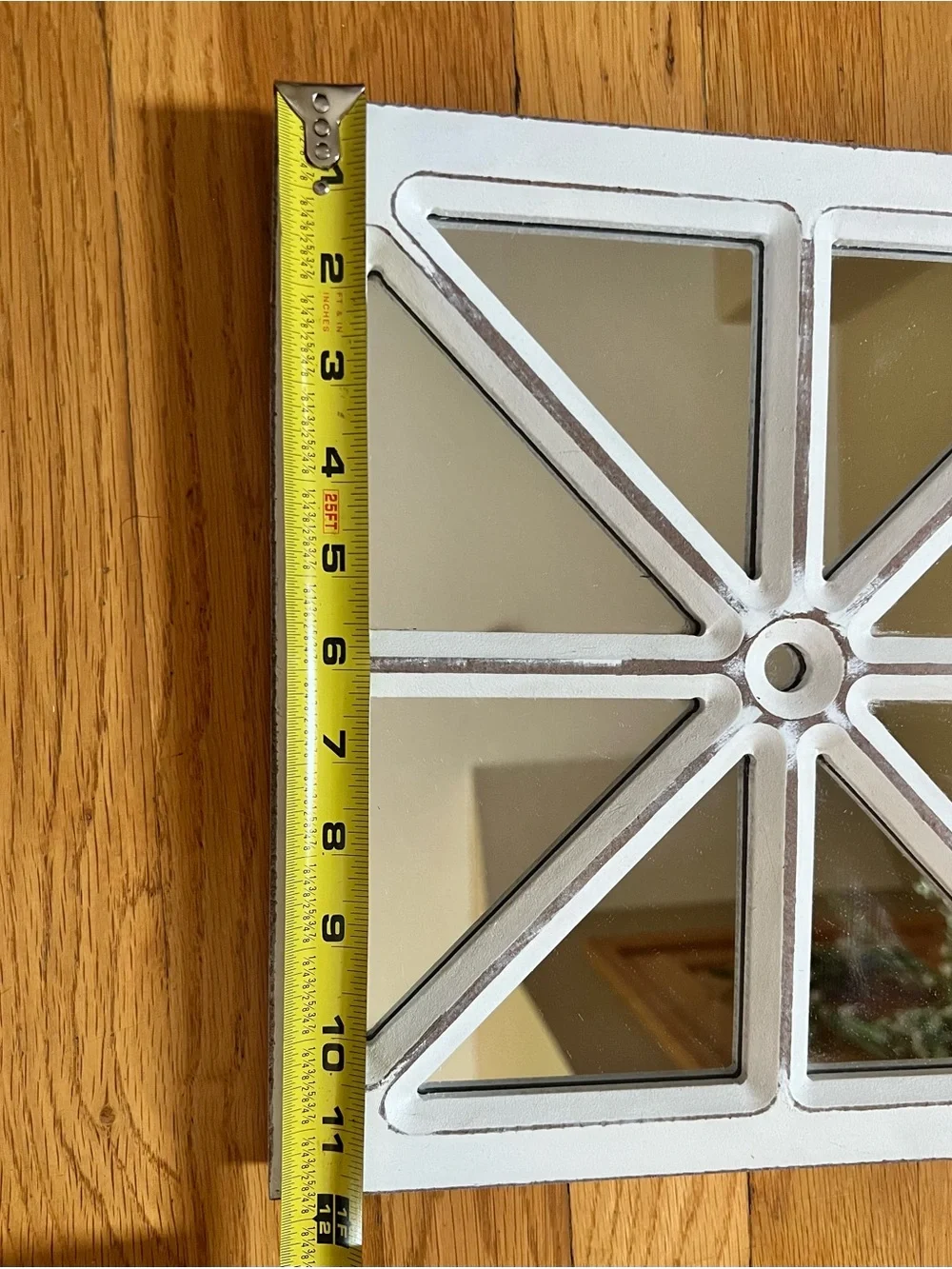 White Wooden Paneled Wall Mirror - Farmhouse Style